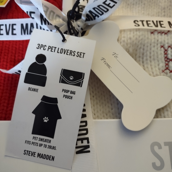 $ DROP!! Steve Madden Red and White 3 Piece Pet Lover's Set. ~New in Gift Box~ - Picture 13 of 14